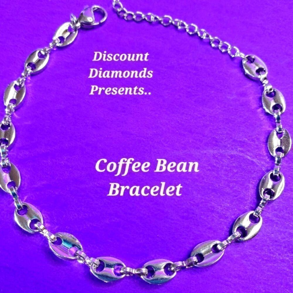 Titanium Coffee Bean Bracelet In 18K White Gold over Totanium.